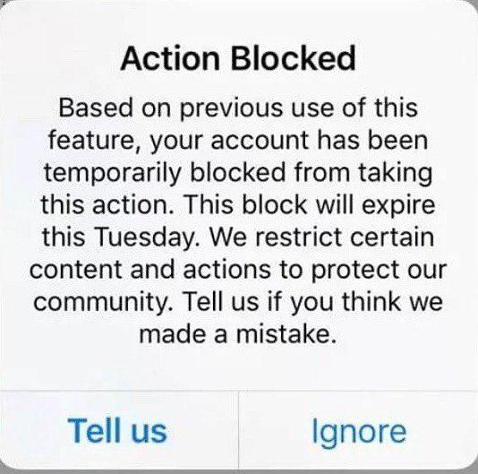 رفع خطای action block اینستاگرام